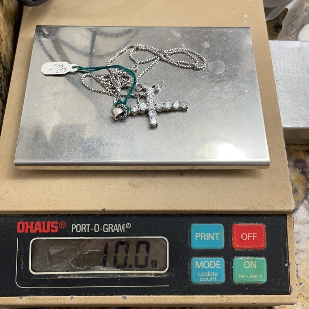 Sterling Silver CZ Cross Chain - Picture 11 of 14